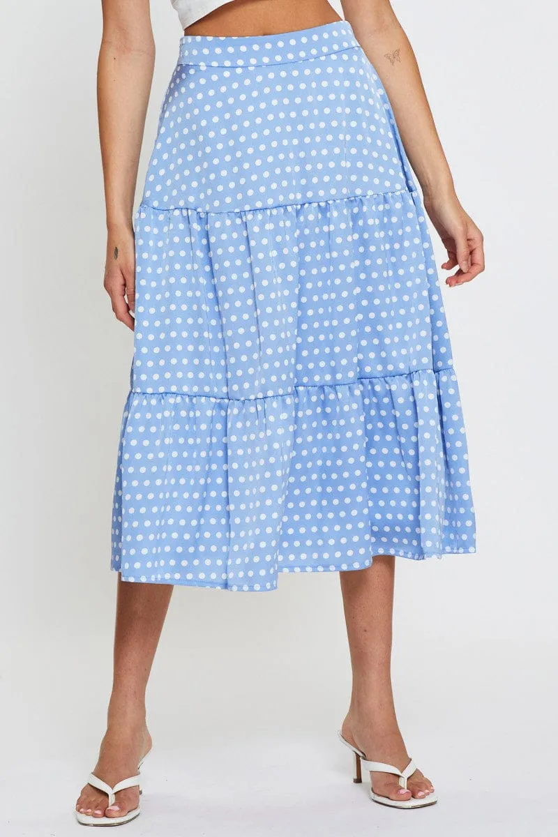 Affordable Fashion Polka Dot Midi Skirt High Rise