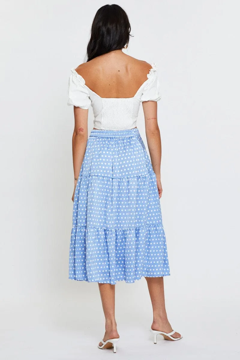 Polka Dot Midi Skirt High Rise Neutral Wear Simple Styling