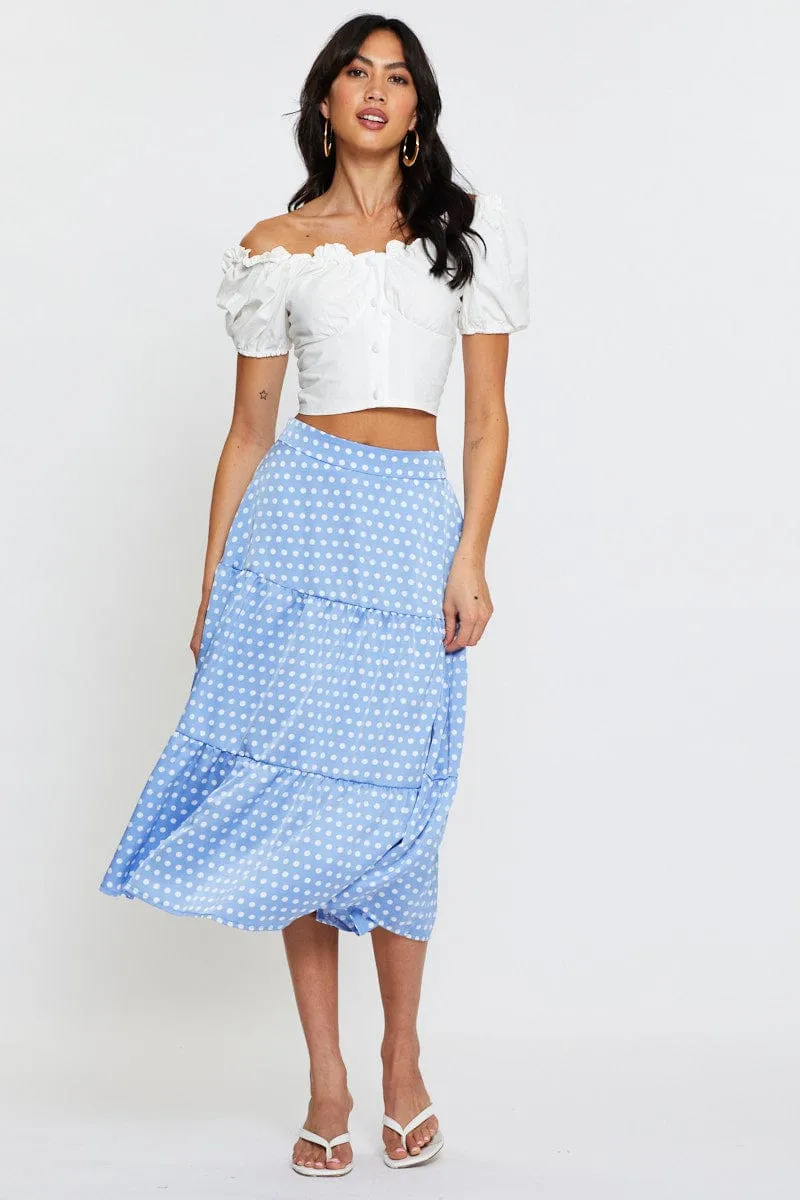 Polka Dot Midi Skirt High Rise Must Have Feature Modest Wear