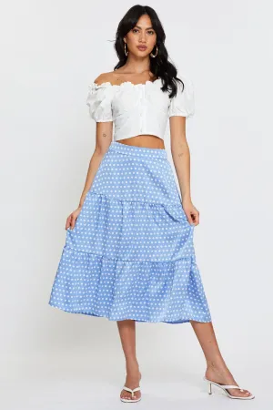 Polka Dot Midi Skirt High Rise Outdoor Outfit casual finish