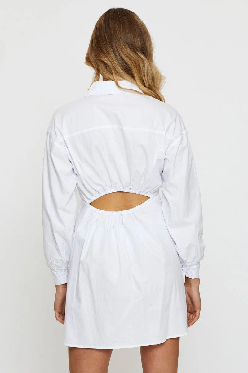 White Mini Dress Long Sleeve Evening High Energy Timeless Look