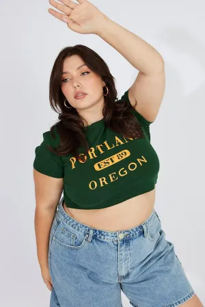 Scoop neck femininity Green Graphic Baby T-shirt Short Sleeve Crew Neck