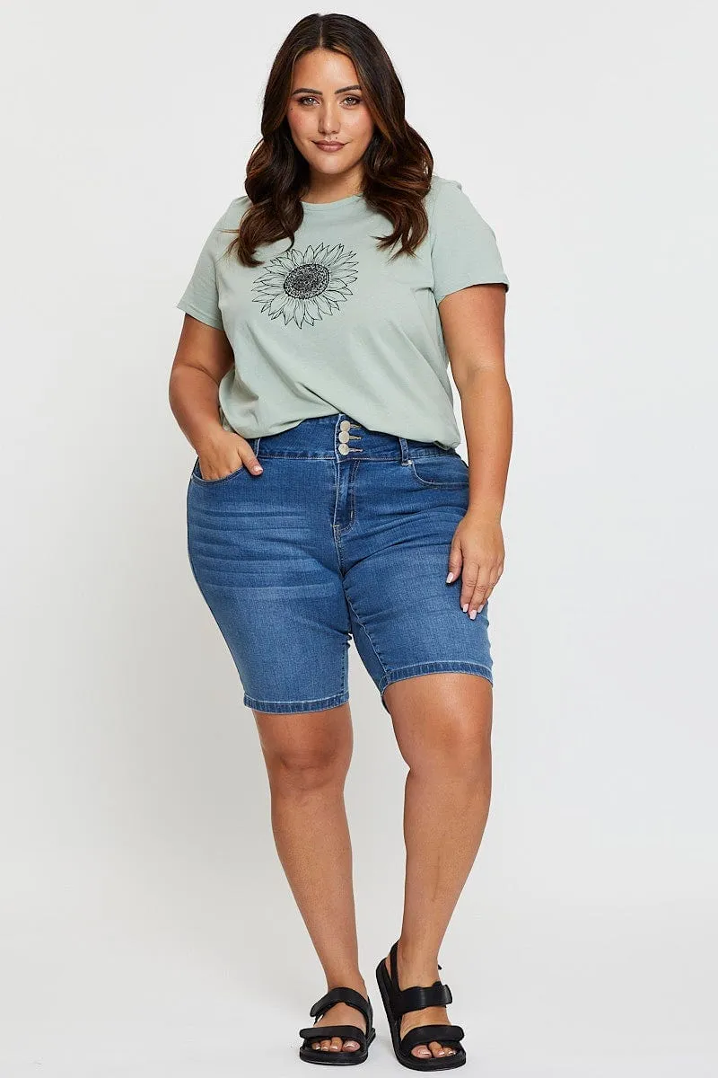 sequined details Fashion Ready Beige Graphic T-shirt Sunflower Crew Neck Short Sleeve