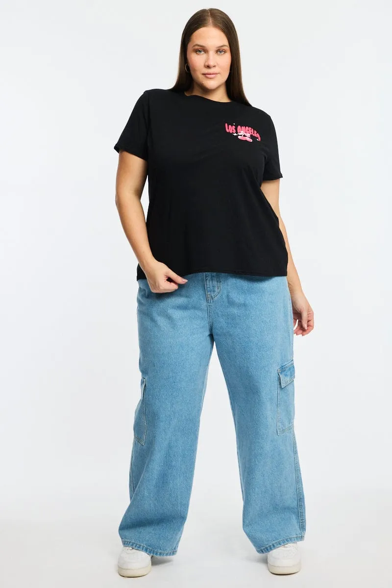 Comfort Apparel Black Graphic T-shirt Short Sleeve Crew Neck