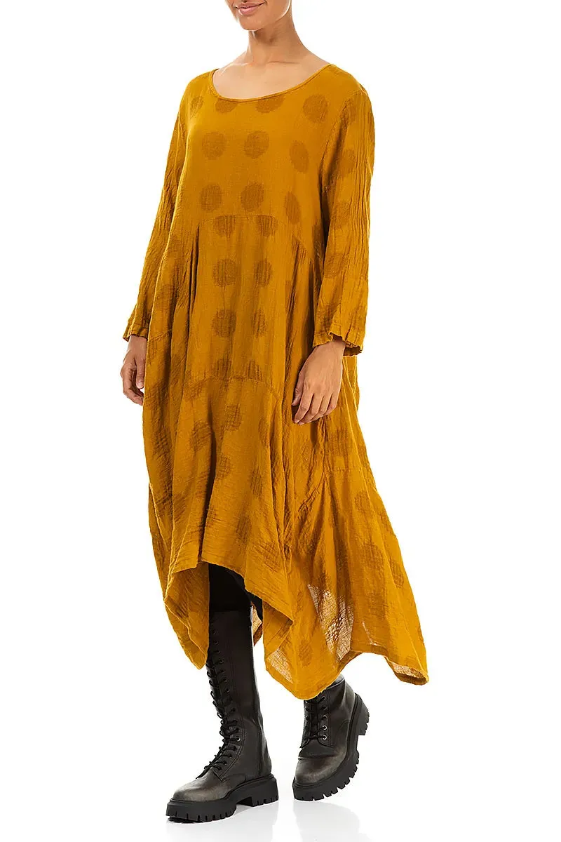 Draped Asymmetric Amber Linen Dress Seasonal Style Clear Mind