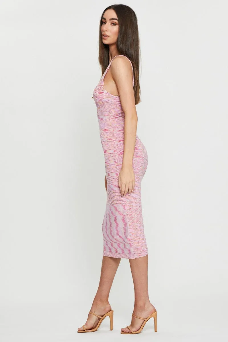 Pink Knit Dress Midi BuiltIn Grip Everyday Look