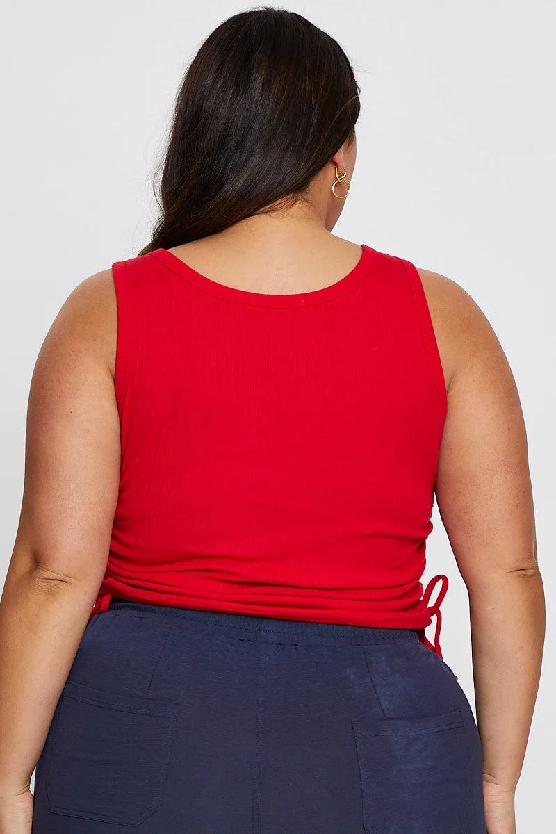 Training Fit Spark Soul Red Tank Top Round Neck Sleeveless Jersey Drawstring