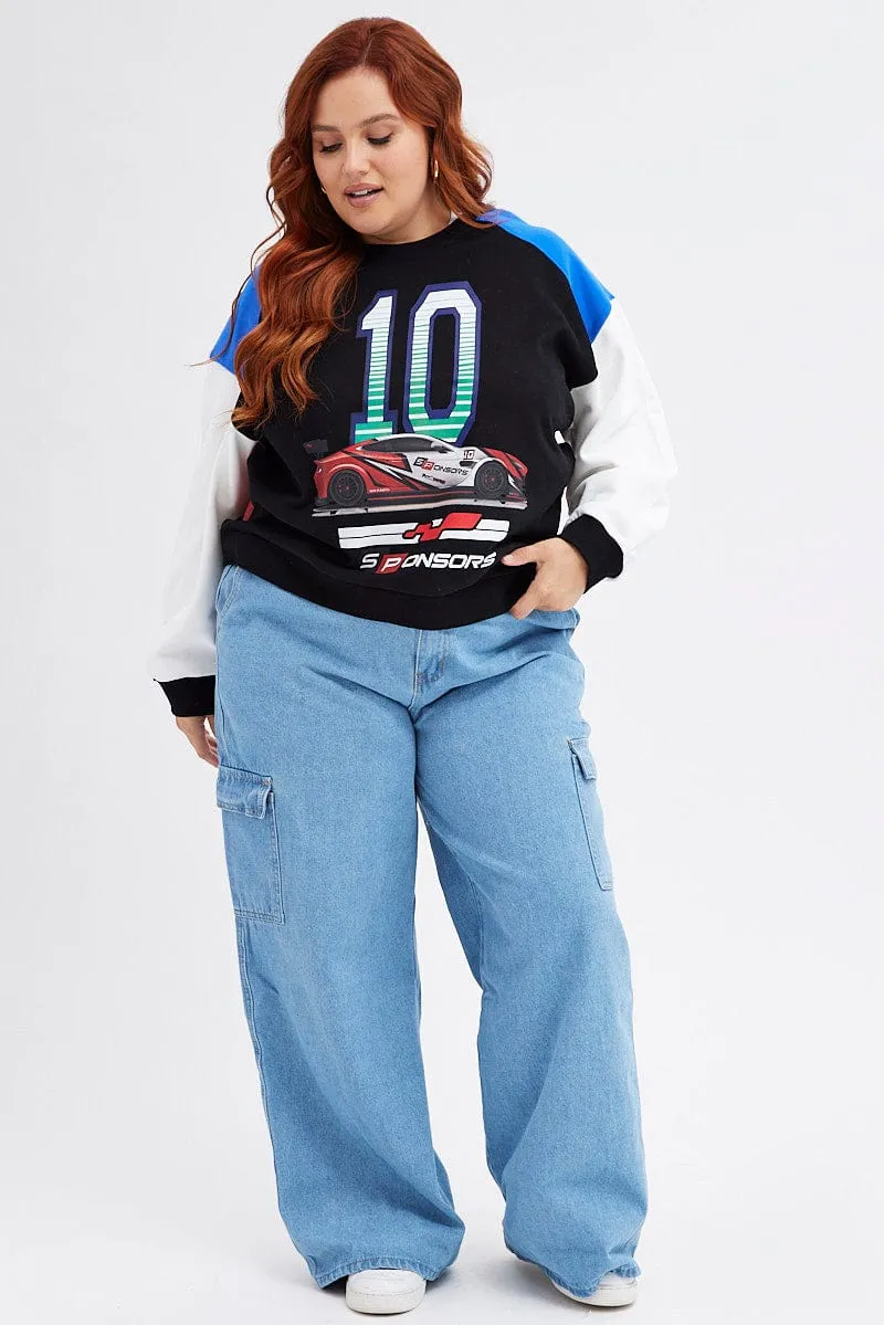 Mid range suitable for gifts Multi Graphic Sweatshirt Moto Oversized Fleece