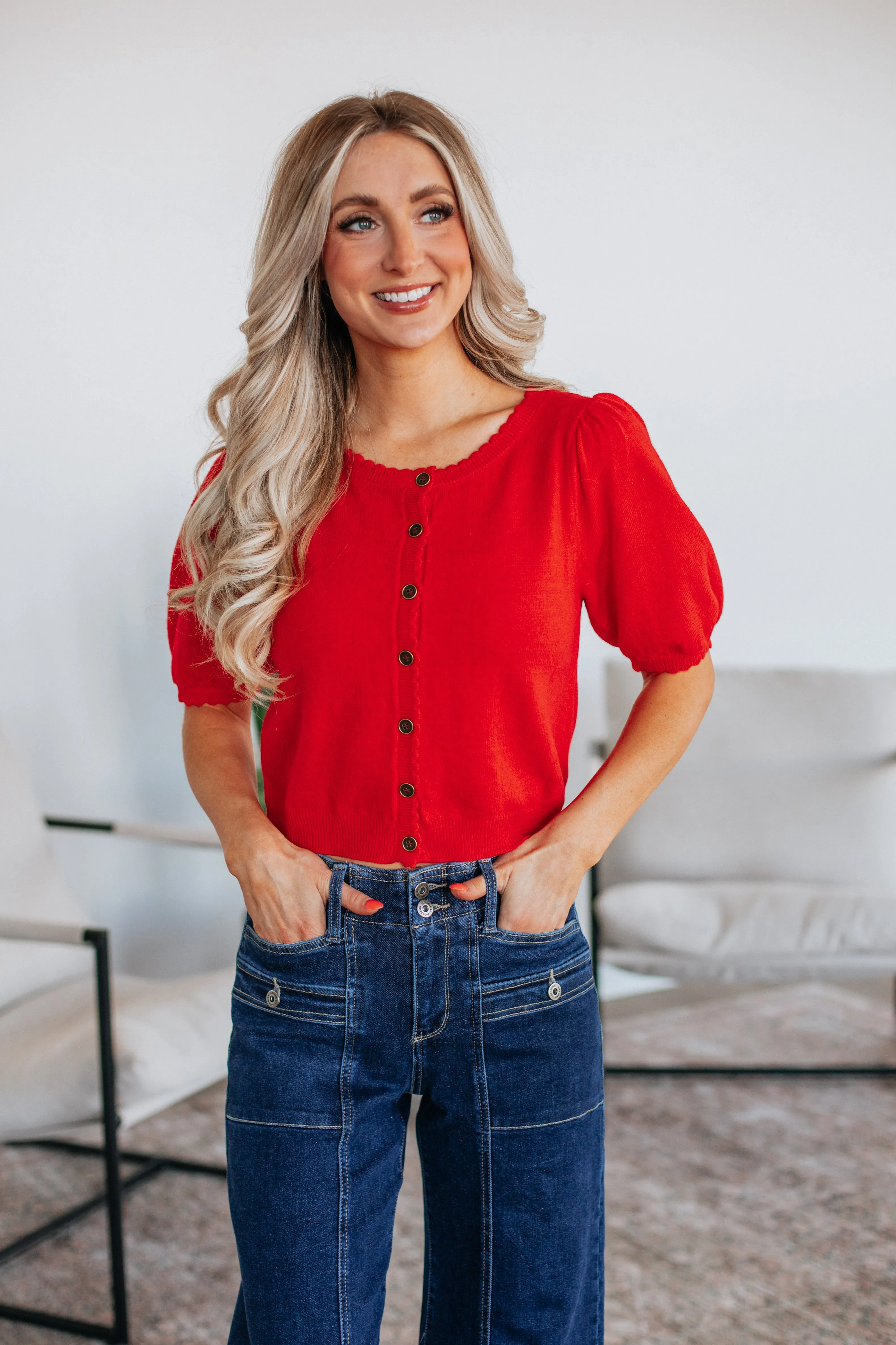 Stylish Layer Neriah Cardigan Top - Cherry