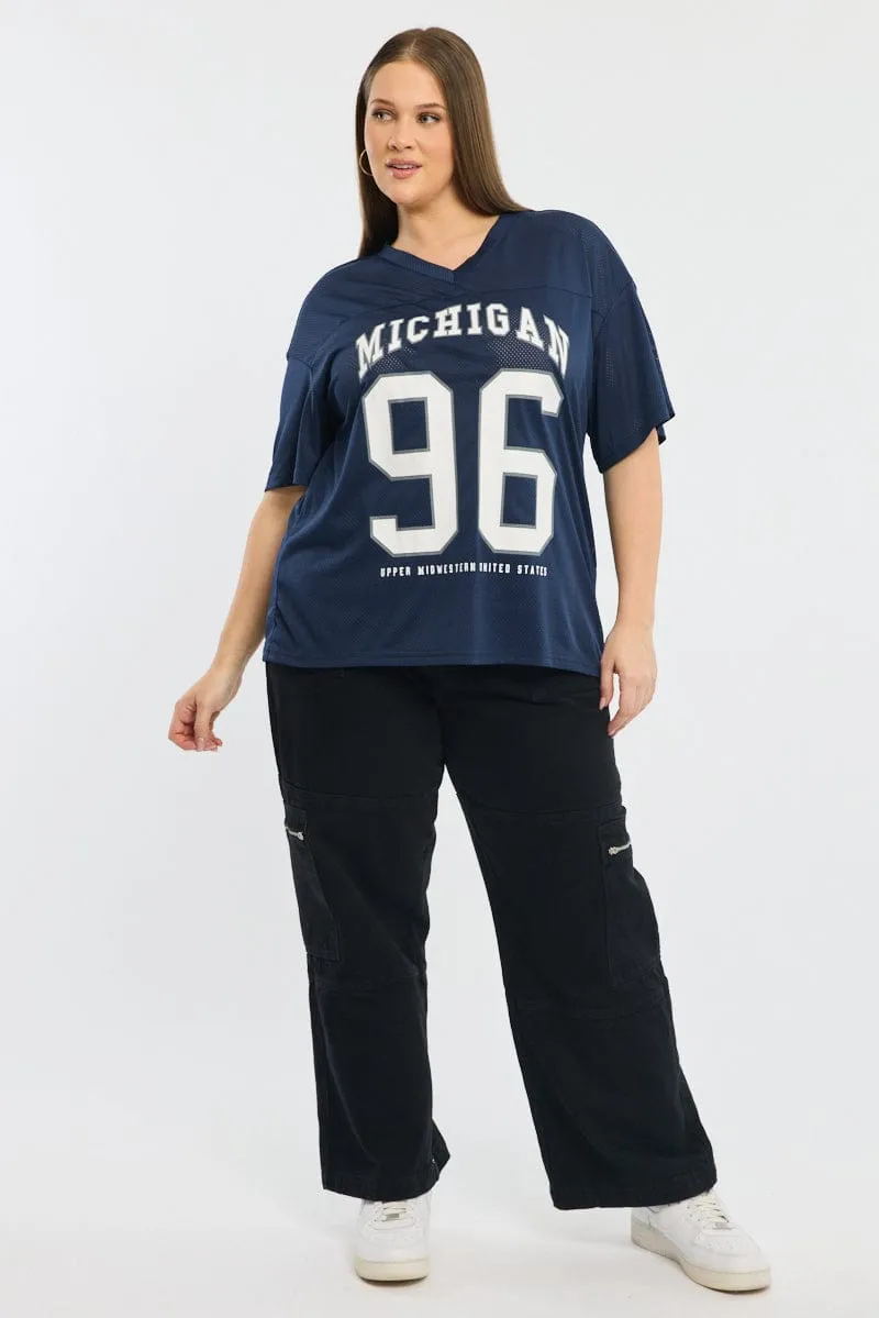 Personalized Collared Blue Sport Tee Short Sleeve V-neck