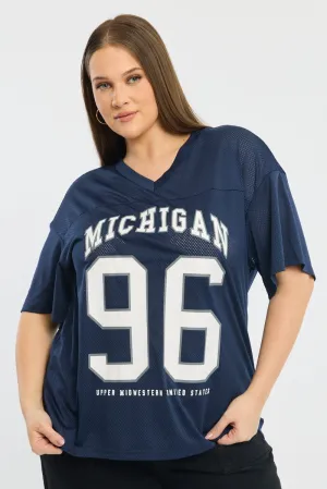 Snag Resistant Surface Blue Sport Tee Short Sleeve V-neck