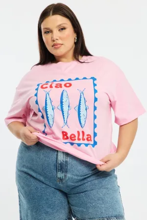 Light and Fresh Pink Sardine T-shirt Short Sleeve