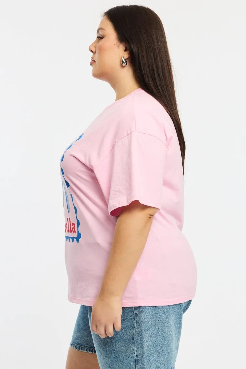 Urban Casual Look Pink Sardine T-shirt Short Sleeve