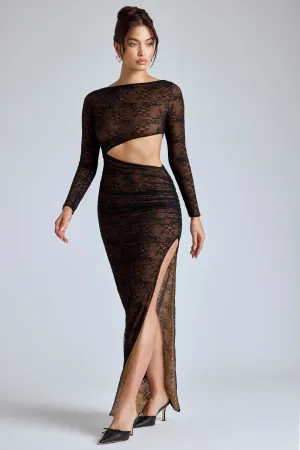 Sophisticated summer attire Lace Long Sleeve Maxi Dress in Black