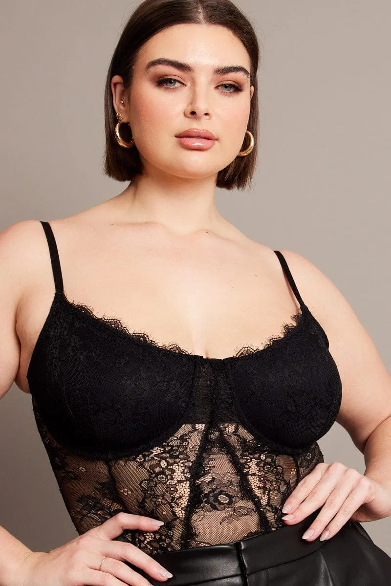 Black Lace Bodysuit Outdoor Pants