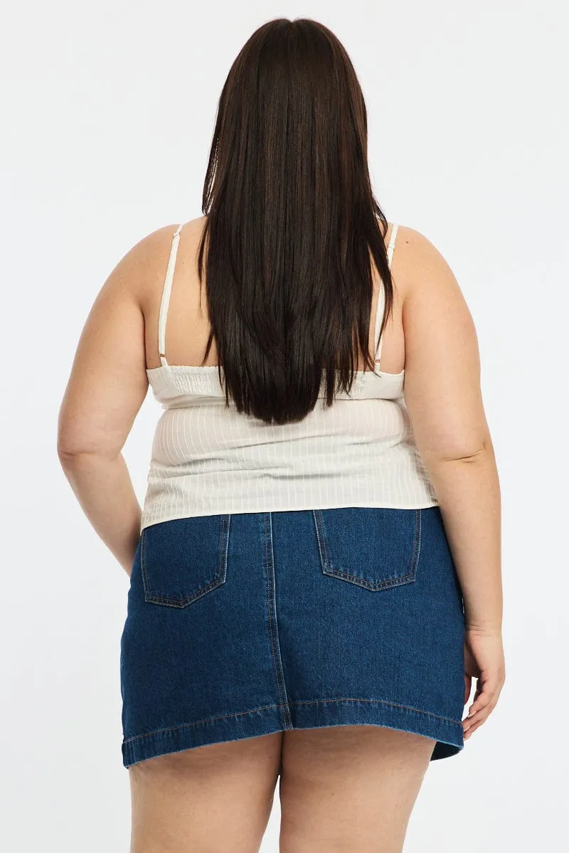 Subtle Look Refined Edge Denim Mini Skirt A-line