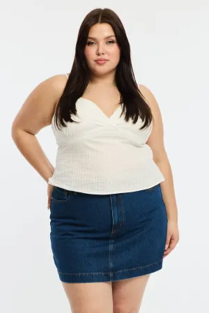 Elevated Casual Refined Finish Denim Mini Skirt A-line