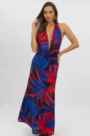 Black Floral Cowl Neck Maxi Dress Morning Glow