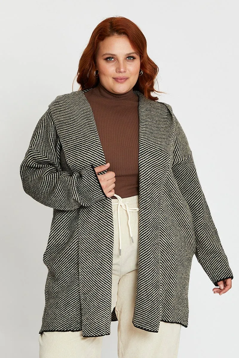 Cool Essentials Drawstring Grey Hoodied Cardigan