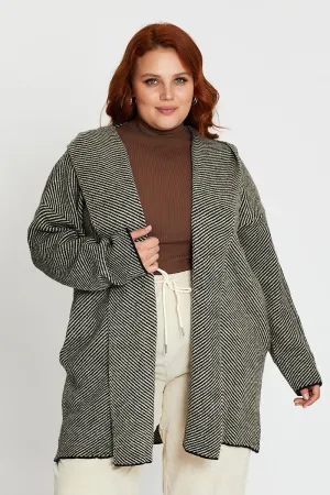 Cool Essentials Drawstring Grey Hoodied Cardigan