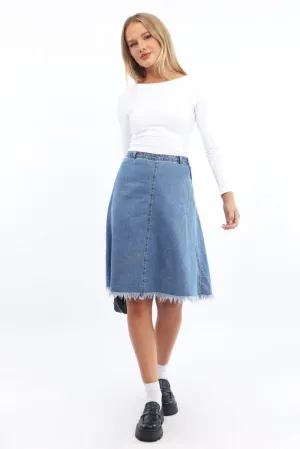 Clean Aesthetic Denim Midi Denim Skirt