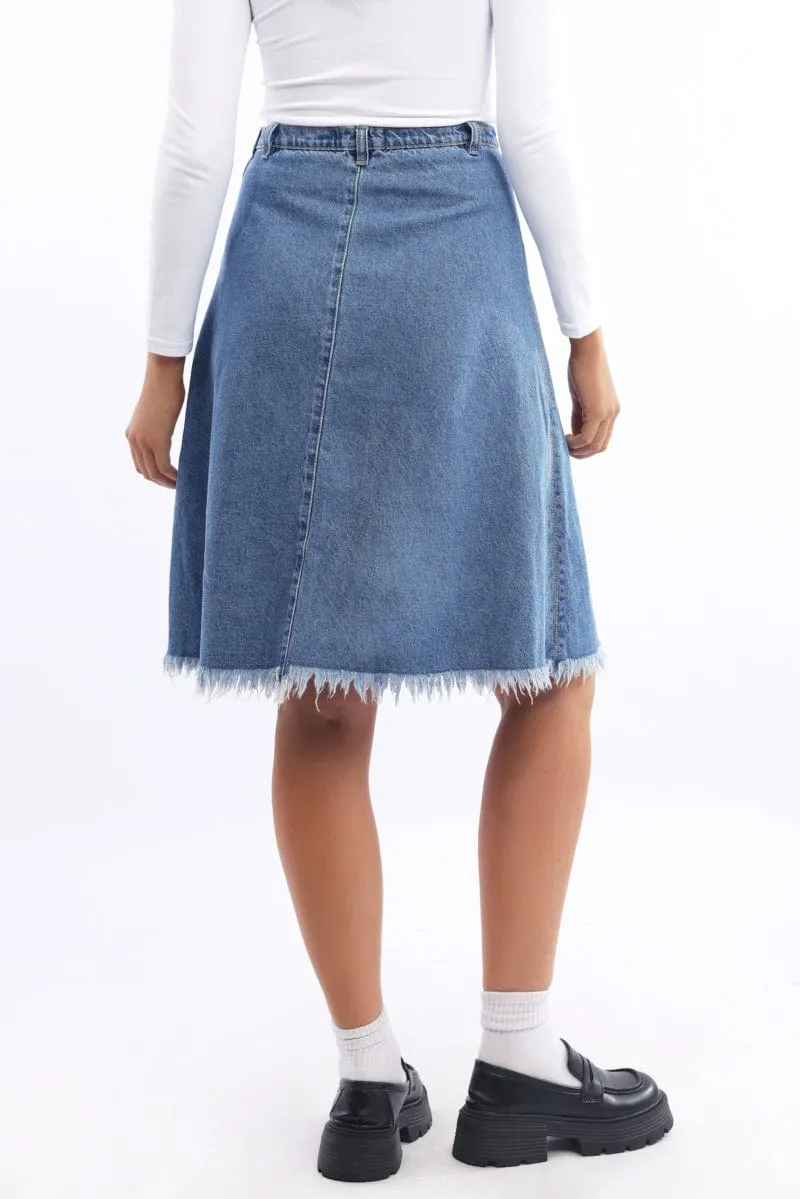 Denim Midi Denim Skirt Outfit Game