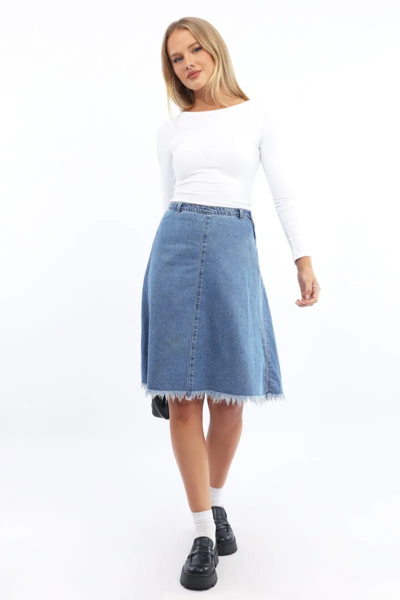 Clean Aesthetic Denim Midi Denim Skirt