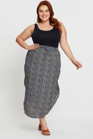 Floral Print Midi Skirt Elastic Waist Classic Appeal
