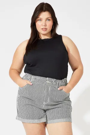 Champion Glow Black Stripe Relaxed Shorts High Rise