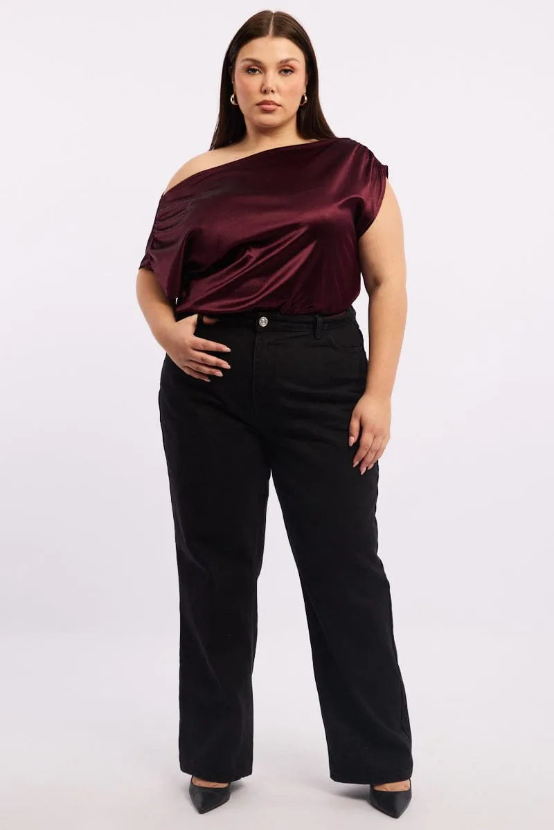 PunctureResistant Fabric Relaxed Blouse Red Bodysuit Sleeveless Stretch Satin