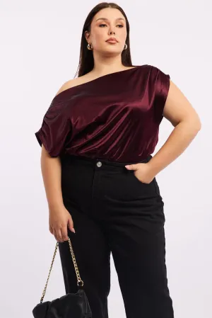 StainRepellentSurface Red Bodysuit Sleeveless Stretch Satin