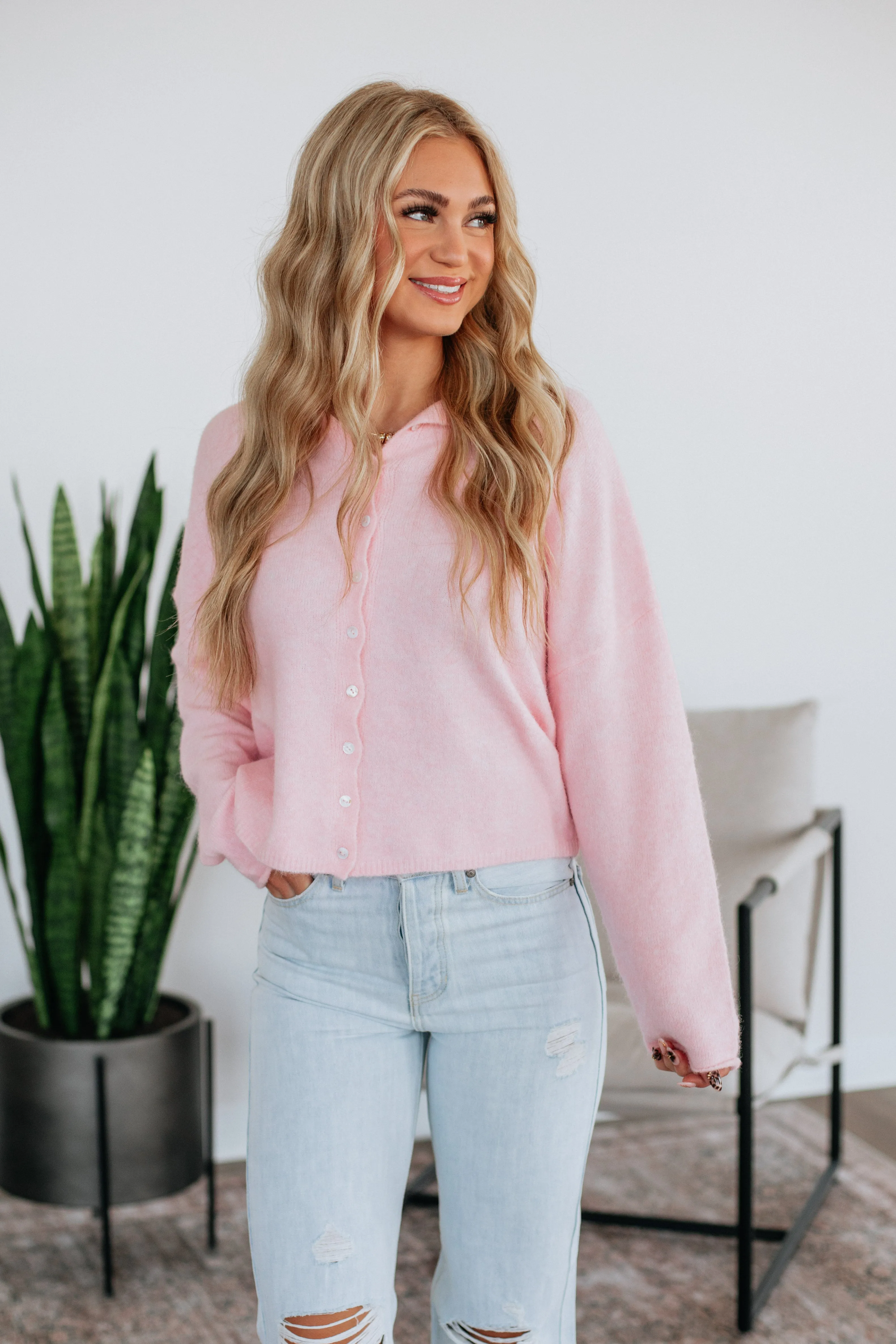 Brooke Cardigan - Baby Pink Timeless Layering Trendy Look