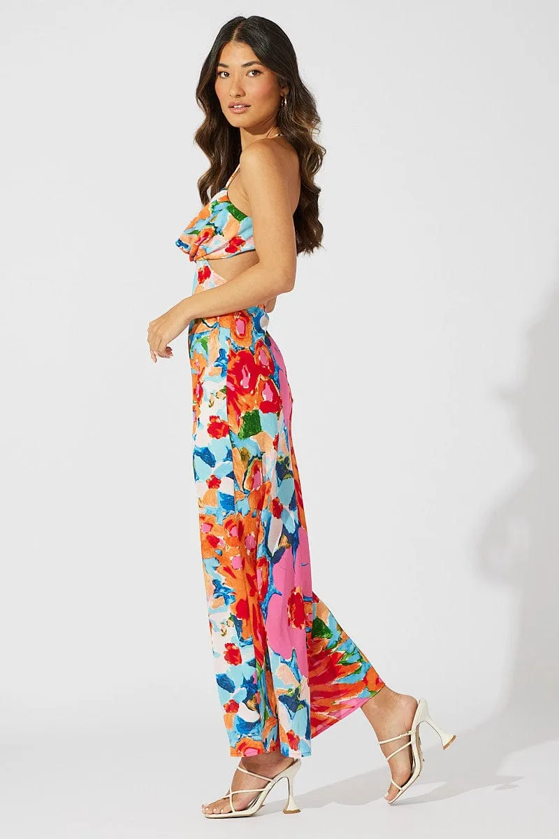 Patch Work With its soft fabric and elegant cut this dress is perfect for all-day wear Multi Abstract Maxi Dress Abstract Floral Strappy Cut Out