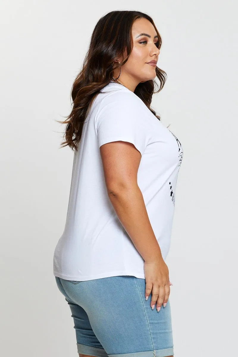 Flattering Design Halloween White Graphic T-shirt Arizona Biker Short Sleeve Cotton