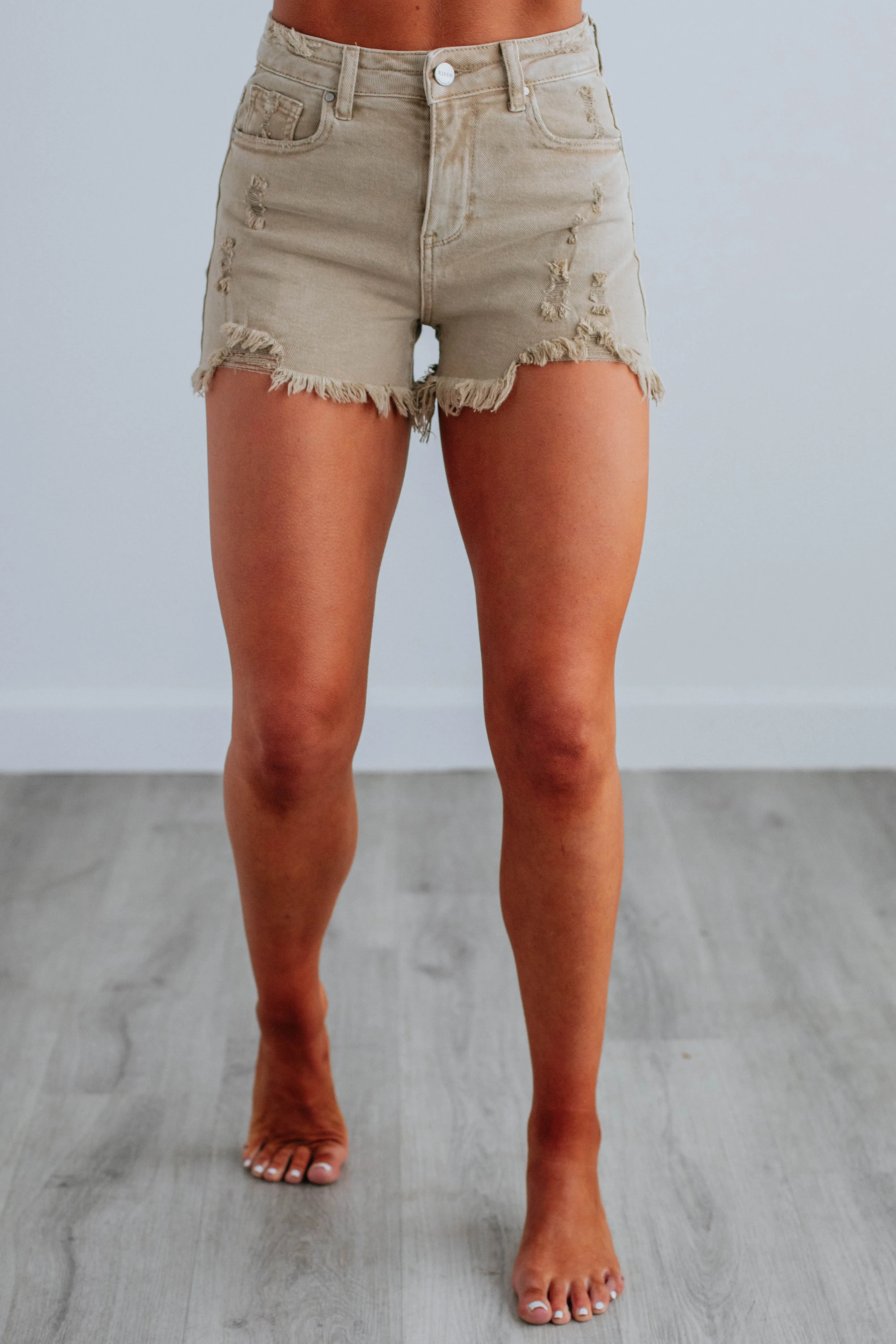 Mae Risen Shorts - Sand Stretch Woven Fabric men's clothing
