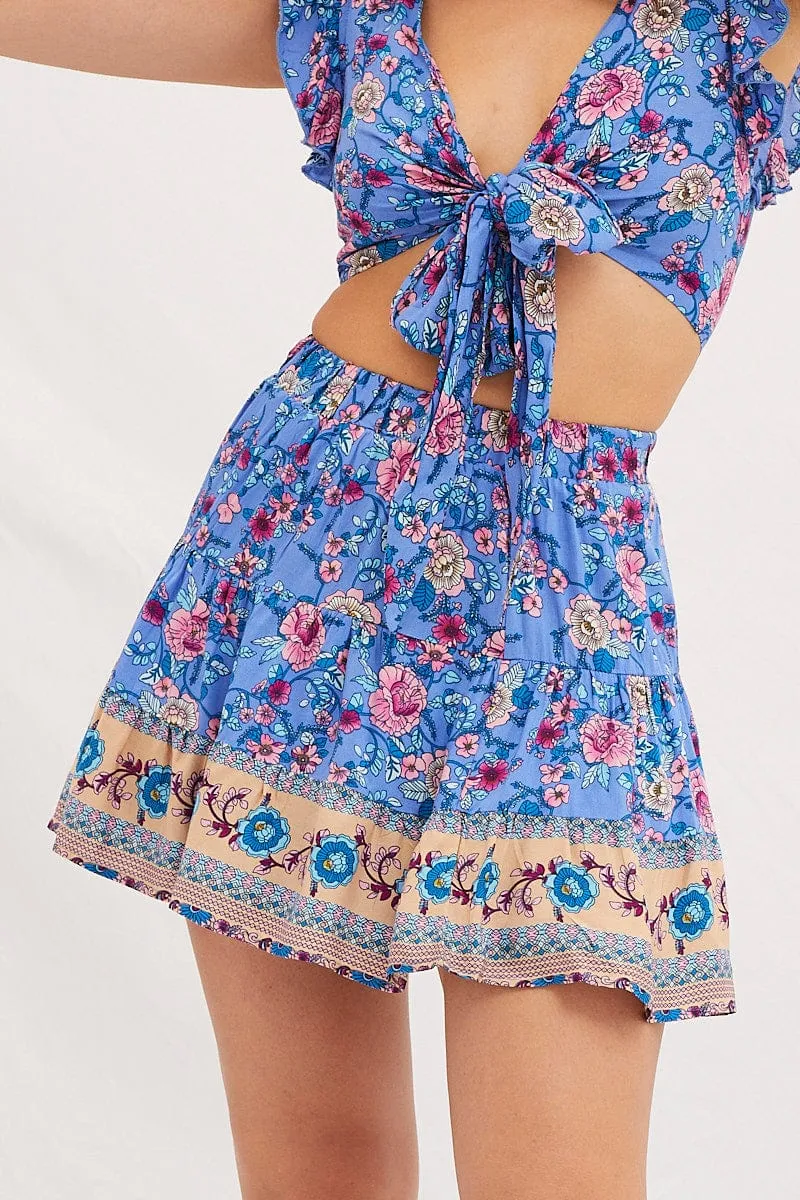 Boho Print Flare Skirt Mini High Rise Style Preview