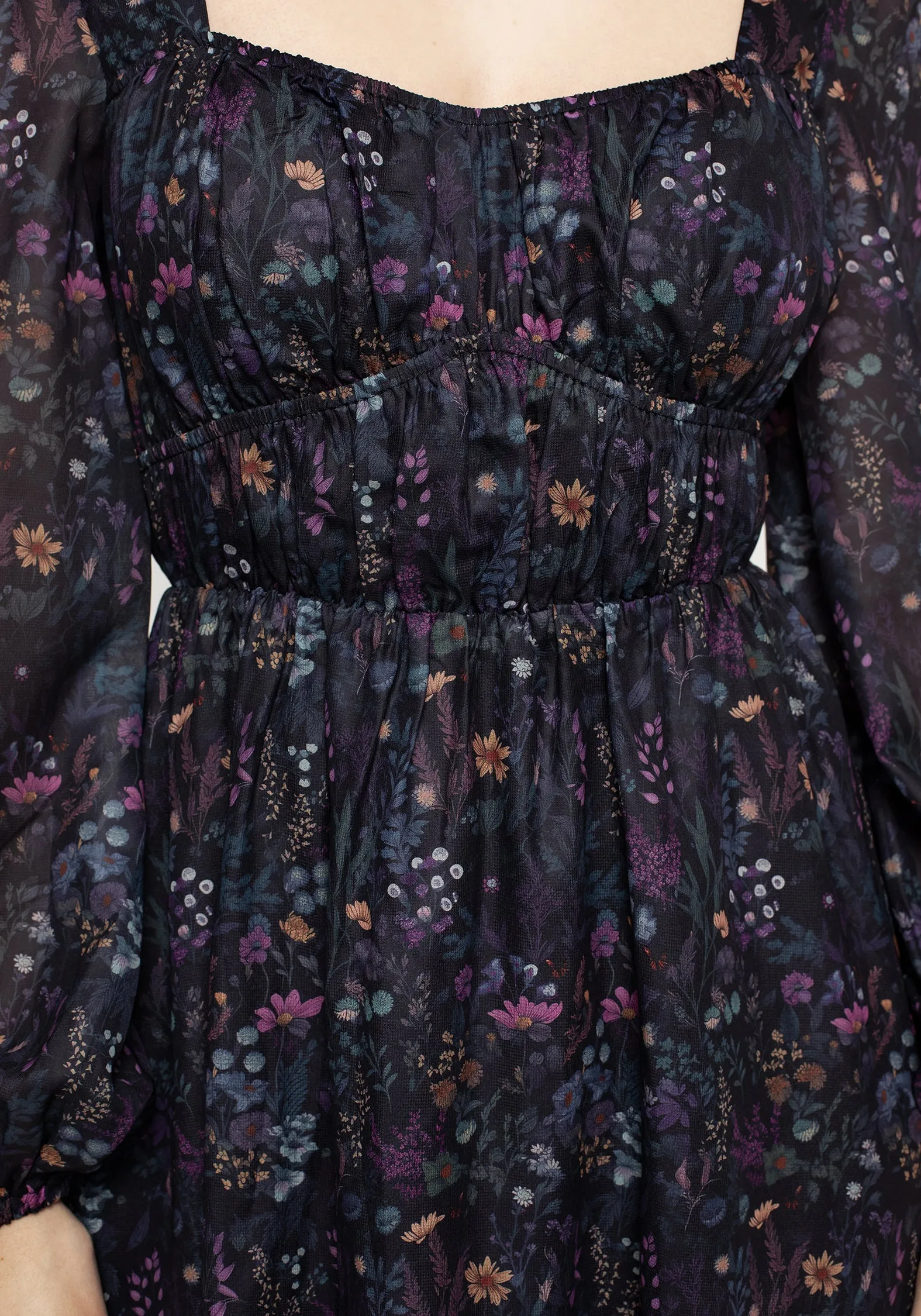 Glow Beat Heliotrope Floral Print Chiffon Mini Dress