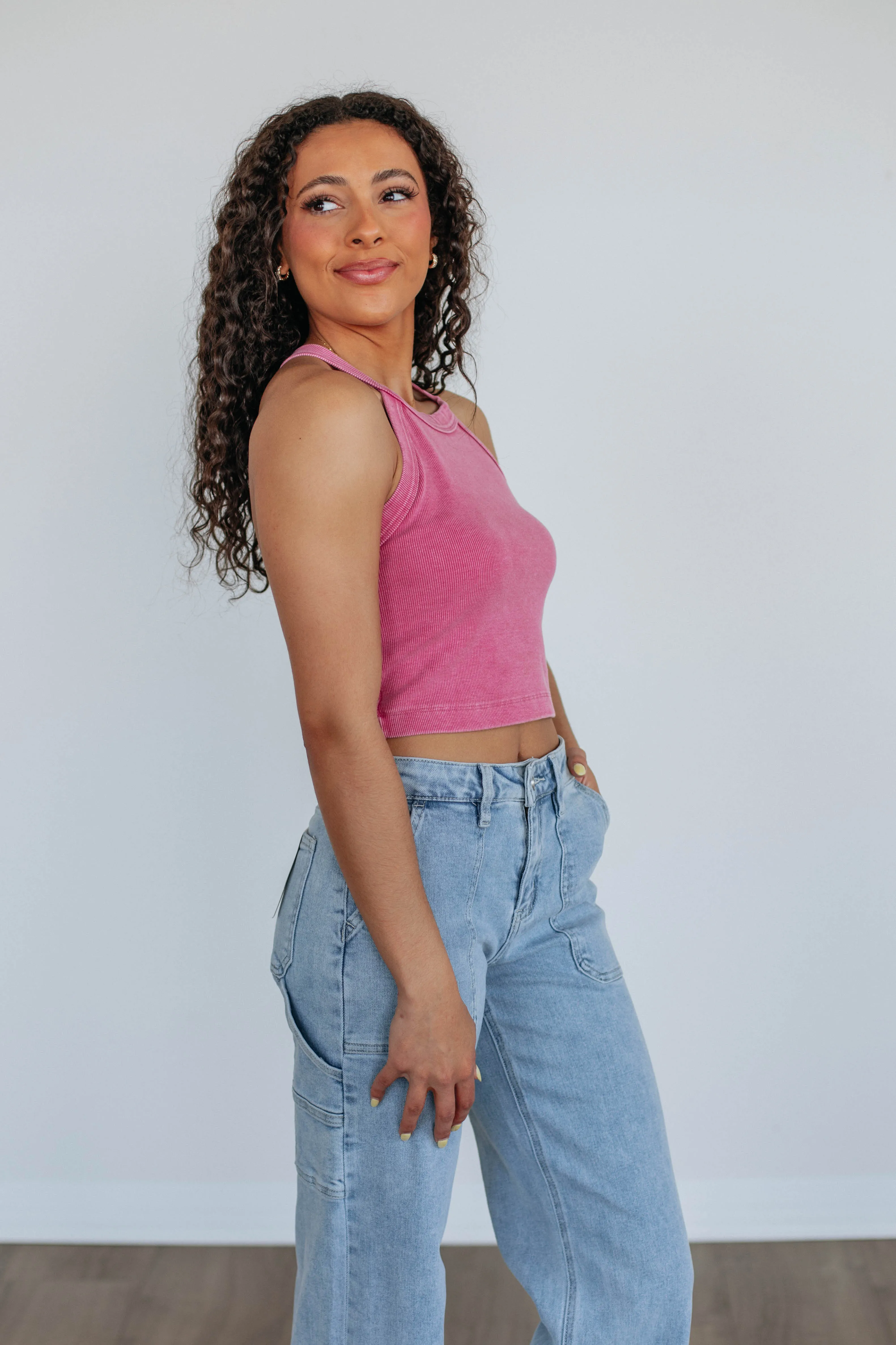 Chann Ribbed Tank - Berry Durable Fabric Blend