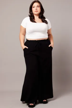 Black Wide Leg Pants High Rise Low Bulk Design