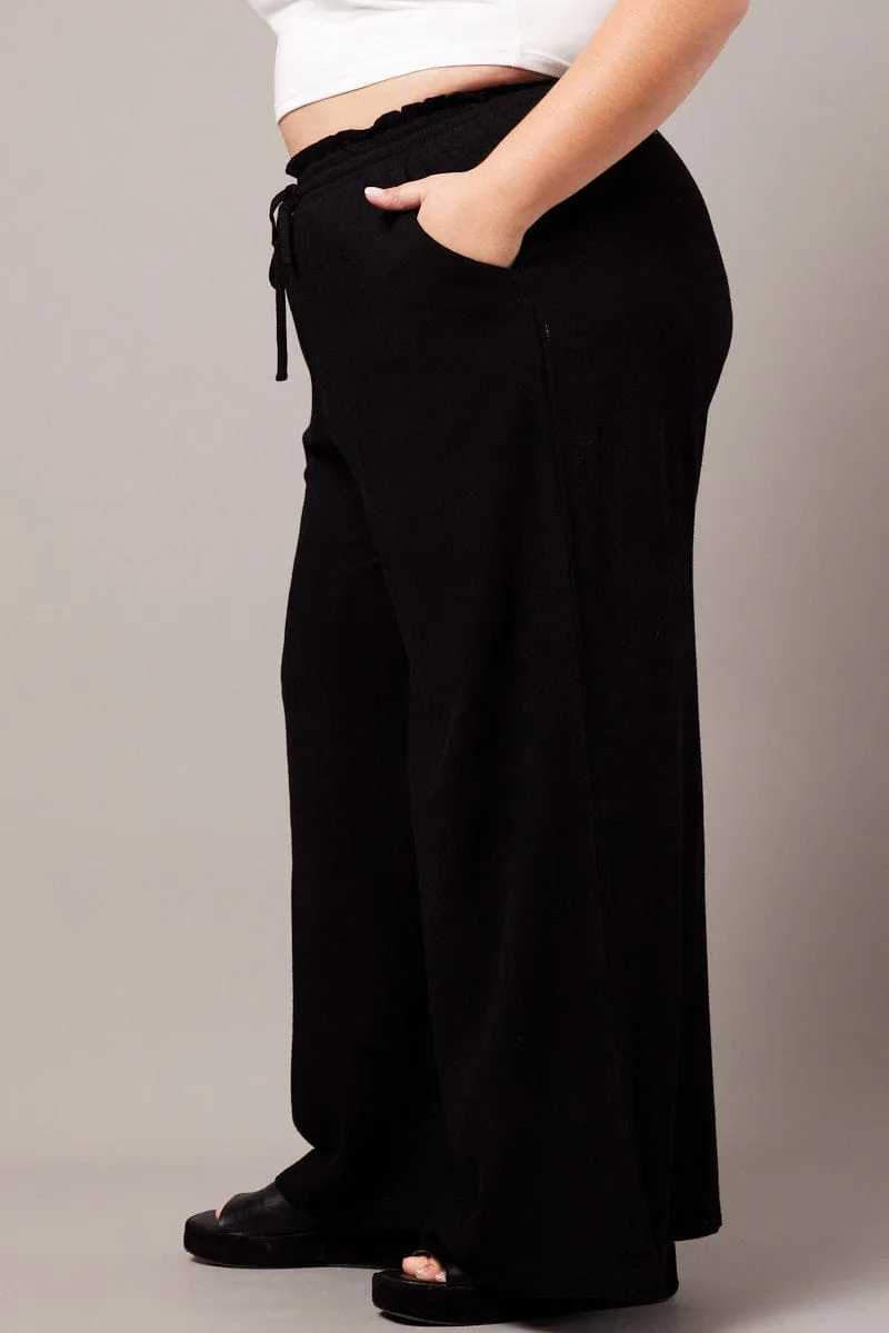 Odor Resistant Treatment Black Wide Leg Pants High Rise