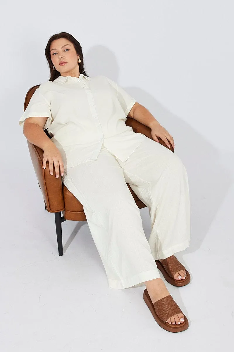 Chill Wear White Wide Leg Pants High Rise