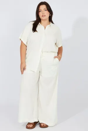 Comfortable Layering Quick Pack White Wide Leg Pants High Rise