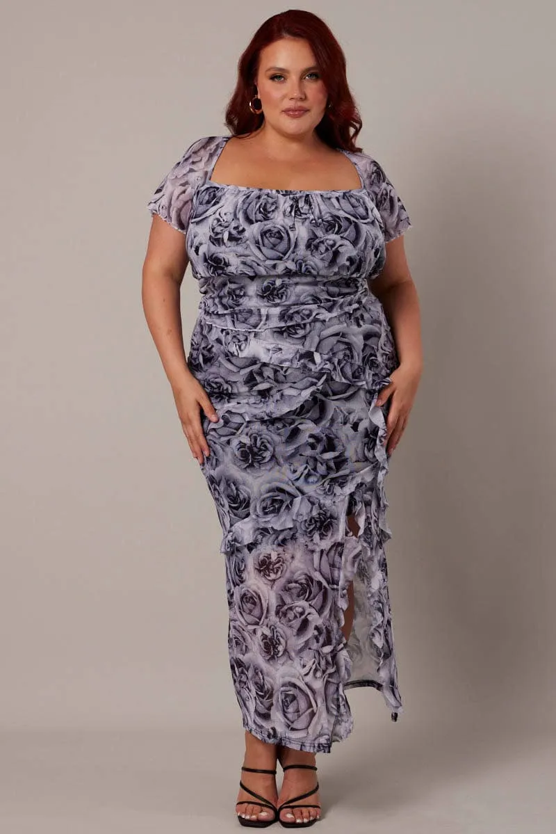 Black Floral Rosette Mesh Frill Skirt Weekend Favorite