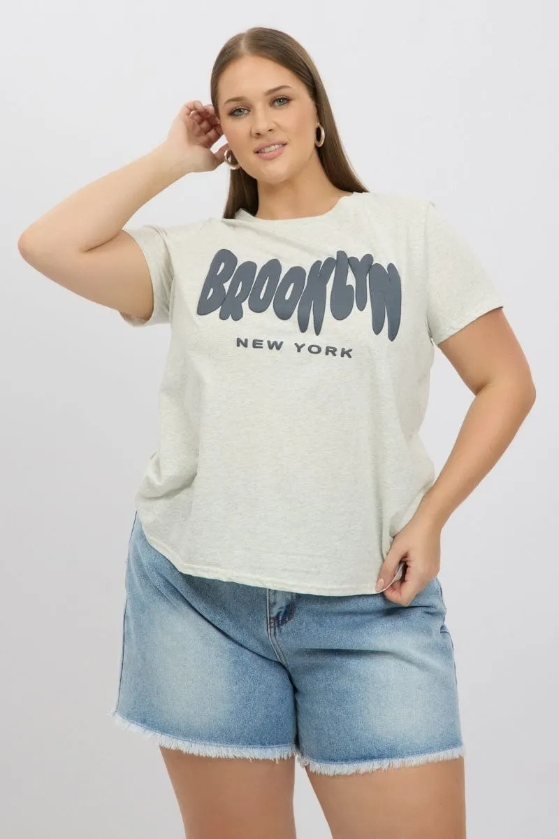 Grey Graphic T Shirt Short Sleeve Crew Neck Quick-Drying Shirt Comfortable apparel