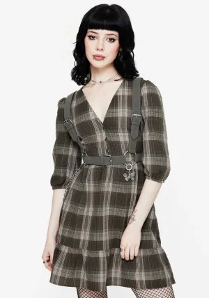 Effortless Chic Wear Trendy Charm Clara Cotton Check Tiered Mini Smock Dress