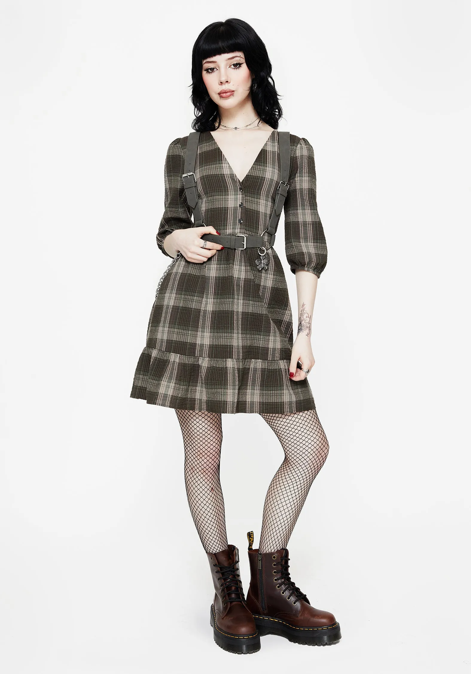 Clara Cotton Check Tiered Mini Smock Dress Beat Edge Glow Mood