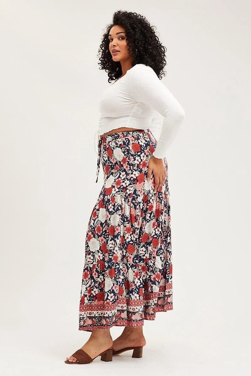 Boho Print Tiered Maxi Skirt Effortless Feel