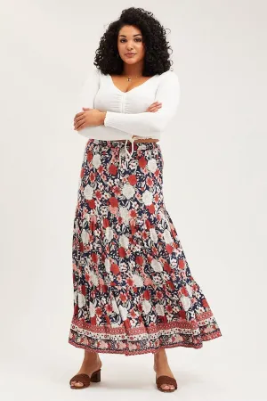 Fall Favorite Boho Print Tiered Maxi Skirt