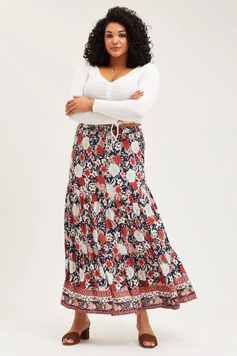 Fall Favorite Boho Print Tiered Maxi Skirt