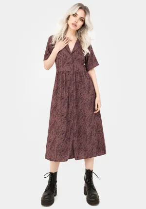 Airy Mood Bright Ray Roxana Moth Foxglove Button Down Midi Shirt Dress